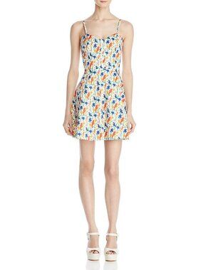 Alice and Olivia Nella Button Front Bird Pattern Dress Tropical Vacation Summer